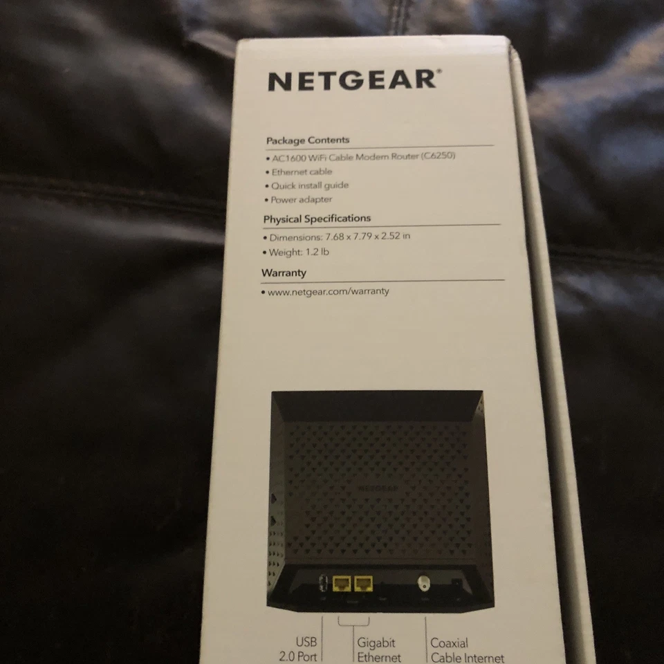NETGEAR AC1600 Wifi Cable Modem Router C6250 - Black (C6250-100NAS) - Image 4 of 4
