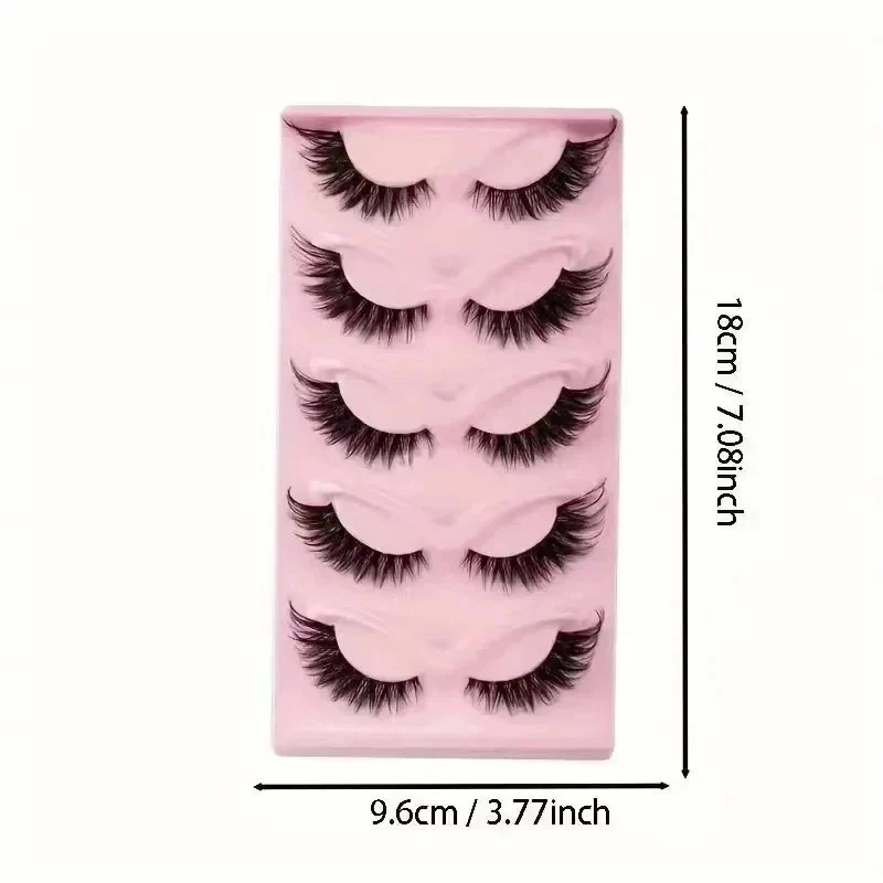 5 Pairs Cat Eye False Eyelashes – Faux Mink Elongated Wispy Lashes - product detail image 3