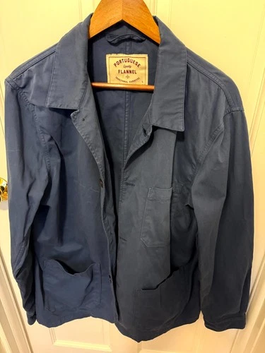Portuguese Flannel Labura Blue Cotton Chore Jacket Men's Large L SS26 Portugal - product listing photo