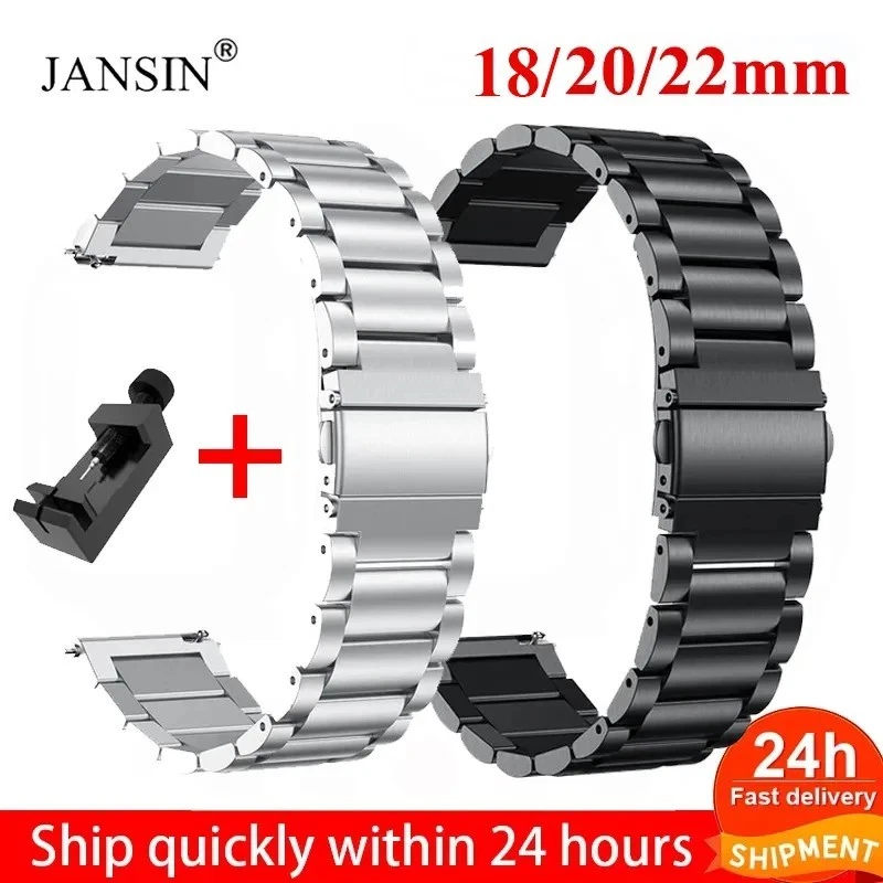 18/20/22mm Metal Watch Band Strap Replacement Stainless Steel Wrist Bracelet