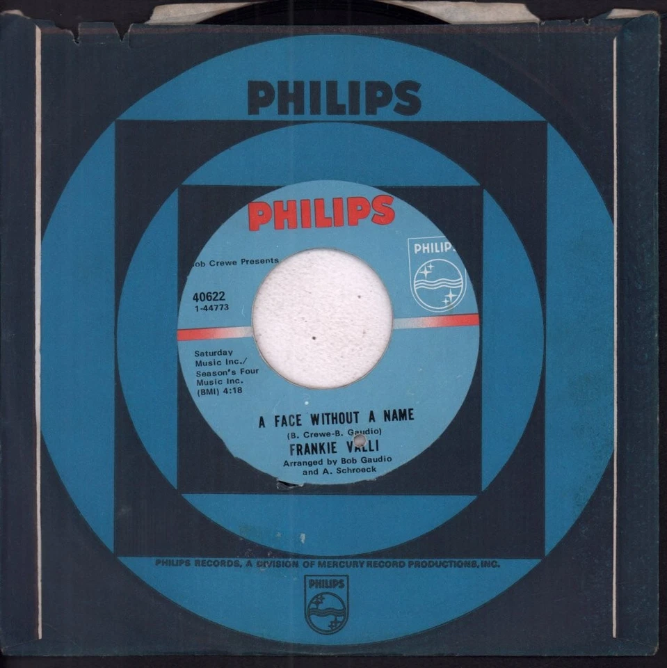 Frankie Valli Girl I'll Never Know 7" vinyl USA Philips 1969 company sleeve has - Photo 2/2