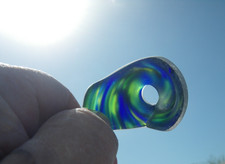 Sea Glass, Unique Shaped Cobalt Blue with Green Stripes