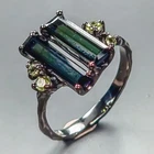 Expensive AAA Natural Tourmaline Ring 925 Sterling Silver Size 7.75 /R448078