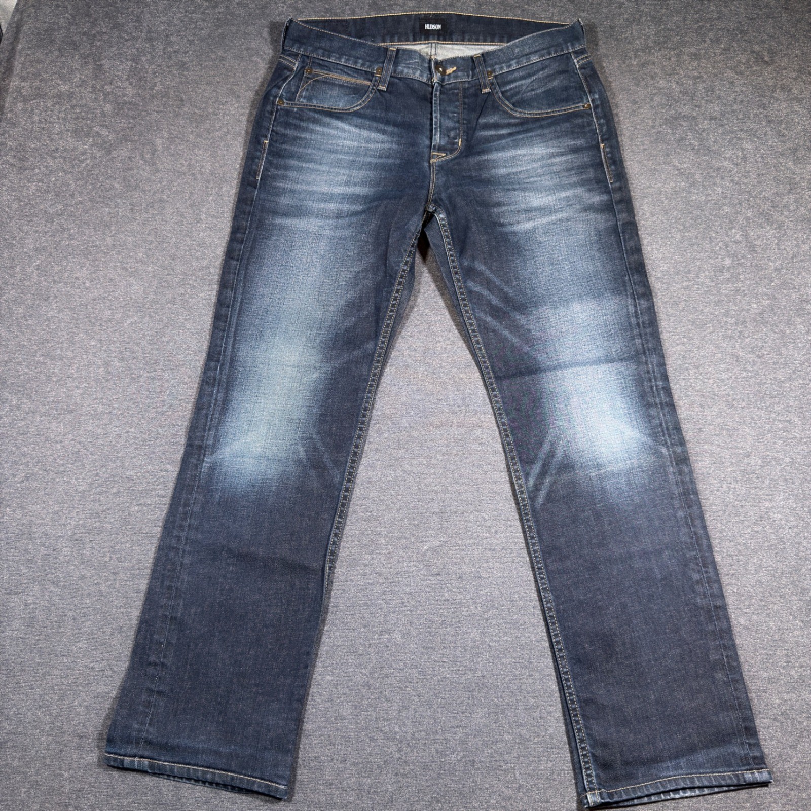 S 34 Blue Five Pocket Button Fly Denim Dark