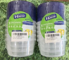 (2-5PK) Plastic House  Twist Top Food Storage Containers Leak-Proof  16Oz - Blue
