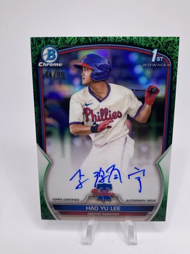 2023 Bowman Chrome 1st Hao Yu Lee Green Grass Refractor Auto #’d /99 Detroit