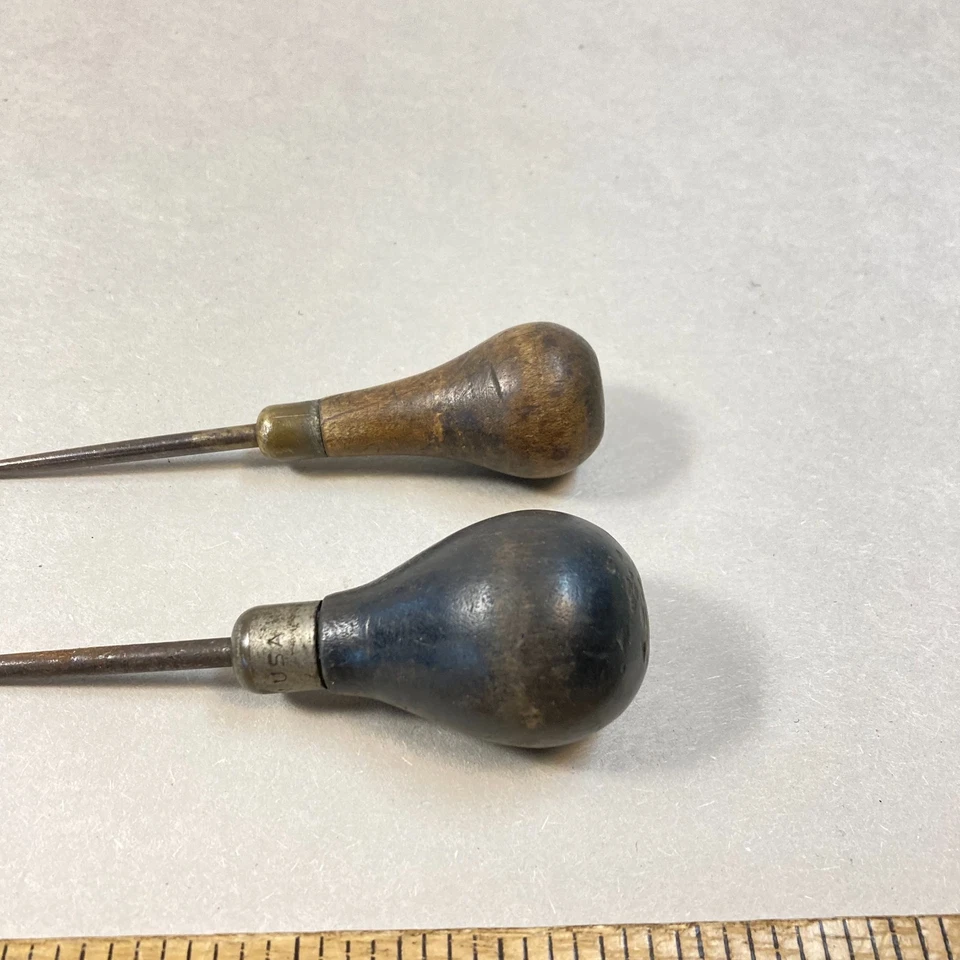 Mango de madera para escriba vintage de 2 piezas con eje de metal Foto 3 de 4