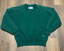 VTG Russell V-Stitch Sweatshirt Adult M Crewneck USA Made Green 80s Heavy