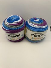 Lot of 2 Caron Chunky Cakes Acrylic 'Blueberry Pudding' 9.8oz 297yds Stripe