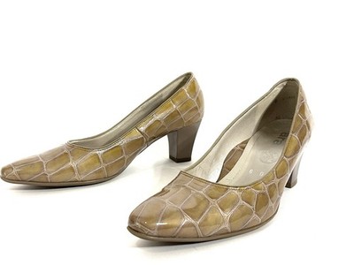 Ara Mabel2 Pump Sz. 8.5 taupe crocodile-embossed leather German Comfort 