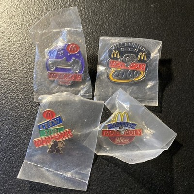 McDonalds Monopoly Pin Lot Of 4 New Unopened Free Ship M1