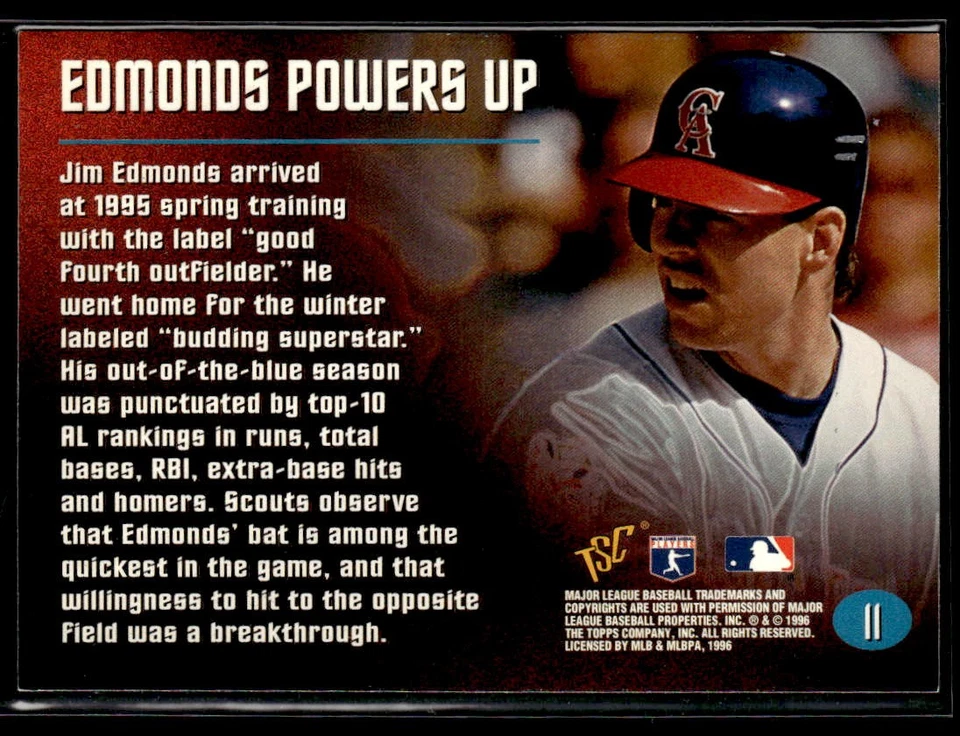 1996 Stadium Club Members Only 50 #11 Jim Edmonds Baseball Card 2001L - Image 2 of 2