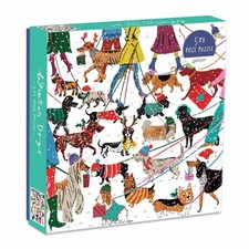 Galison Winter Dogs 500 Piece Jigsaw Puzzle for Adults Louise Cunningham