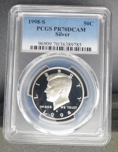 PERFECT 1998 S SILVER  KENNEDY PCGS  PR 70 DCAM LOW MINTAGE LOW POP BLUE LABEL