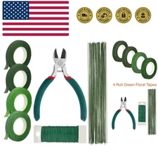 Floral Tape and Floral Wire Arrangement Tools Kit with Wire Cutter 26 Gauge S...