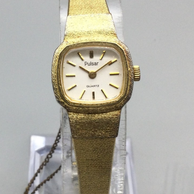 #ad #ad Vintage Pulsar Ladies Watch Gold Tone 18mm Stainless X420 6630 New Battery 6.25quot; $26.99