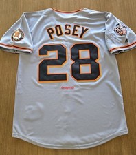2010 BUSTER POSEY SAN FRANCISCO GIANTS RETRO JERSEY GREY world series S M L XL