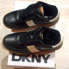 DKNY Men's Low Top Lace-Up Athletic Sneakers Solid Black/White New w/ Box