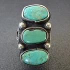 Primitive Old 1930s TURQUOISE Sterling Silver RING size 5.5 Vintage Pawn