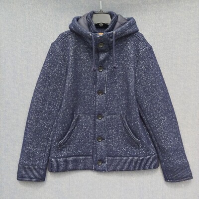 Mens Slate & Stone Wool Blend Hooded Jacket Coat Fits like a L or XL Dark Blue