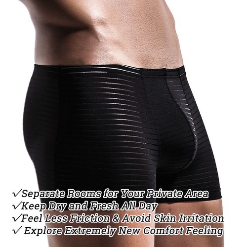 1/2/3 PCS Men Stretch Boxer Brief Trunks U Pouch Boxers Shorts Stripe Underpants - Picture 6 of 20
