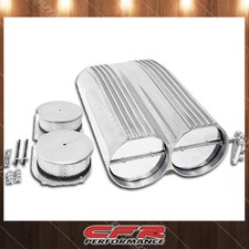 Cobra-tek Fits Chevy D Shotgun Style Aluminum Double Scoop Dual 4 Barrel Finne