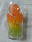 Scratches Federal Glass Orange Fade to Yellow to Green 4 3/4" Set of 4 Vintage