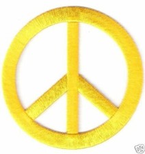 Yellow Peace Sign Symbol Cut Out Embroidered Iron On patch