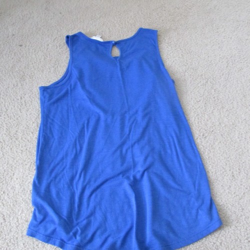 Charming Charlie Sleeveless Blouse Womens Medium Blue Keyhole Pullover Shirt Top - Picture 4 of 5