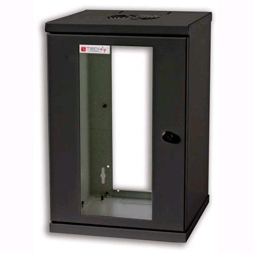 Rack 10 Pollici 9 Unità Techly Nero | Armadietto Rete con Porta Vetro
