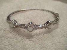 Signed BR SUN Hinged Bangle Bracelet w/Safe Latch