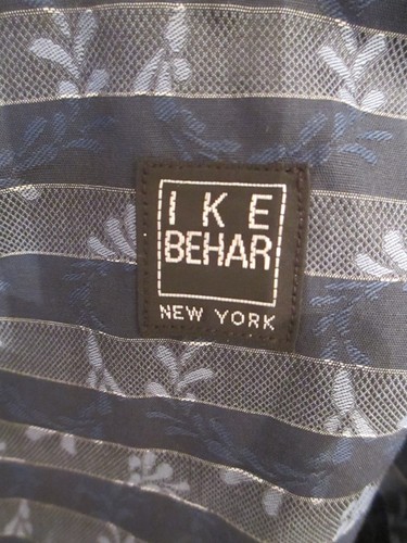 IKE BEHAR SHIRT Mens REFLECTIVE BLUE Striped Size Large Long Sleeve New York NYC - Picture 9 of 12