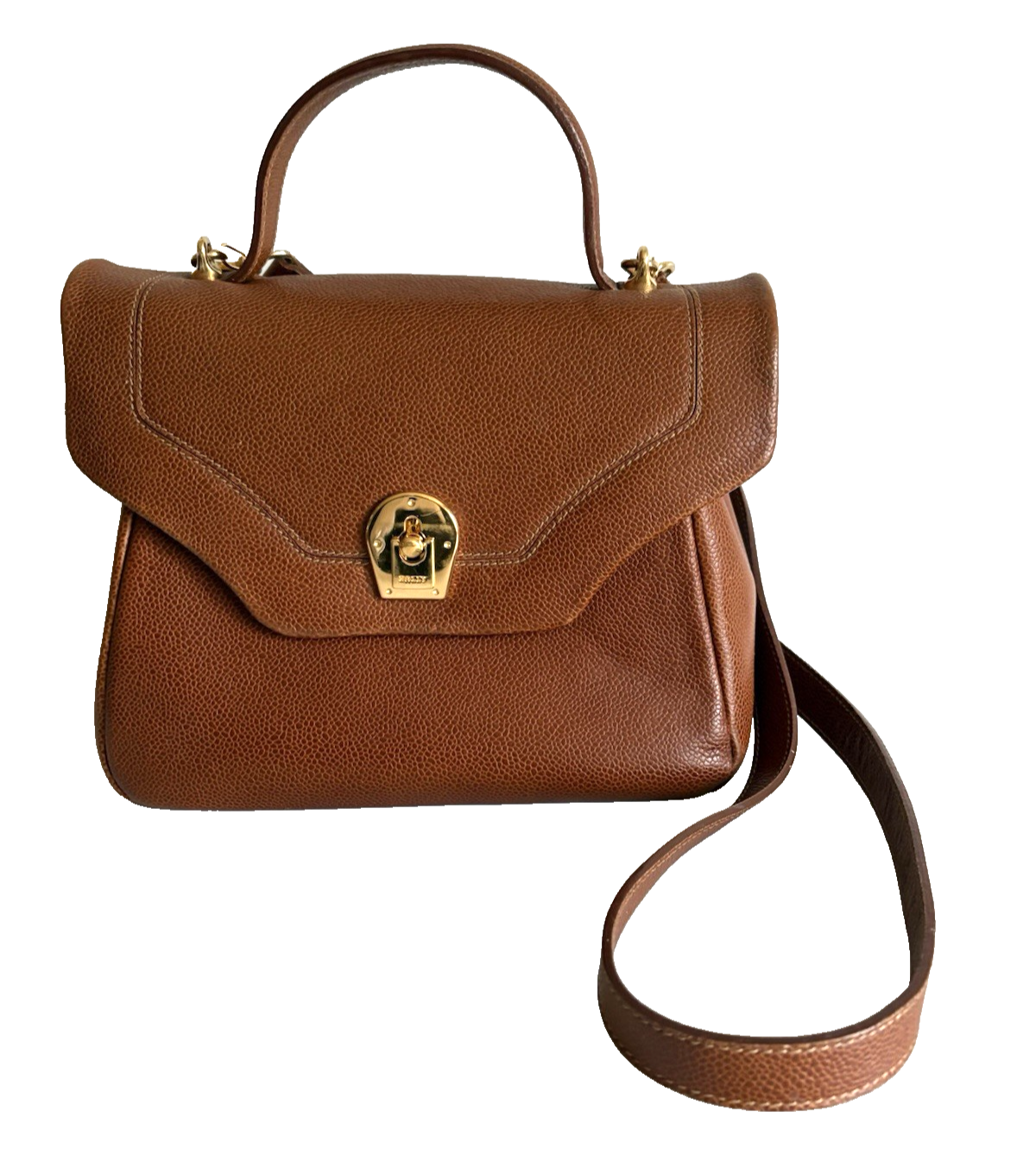 Authentic Bally Hand Bag Leather Brown From Japan 0661