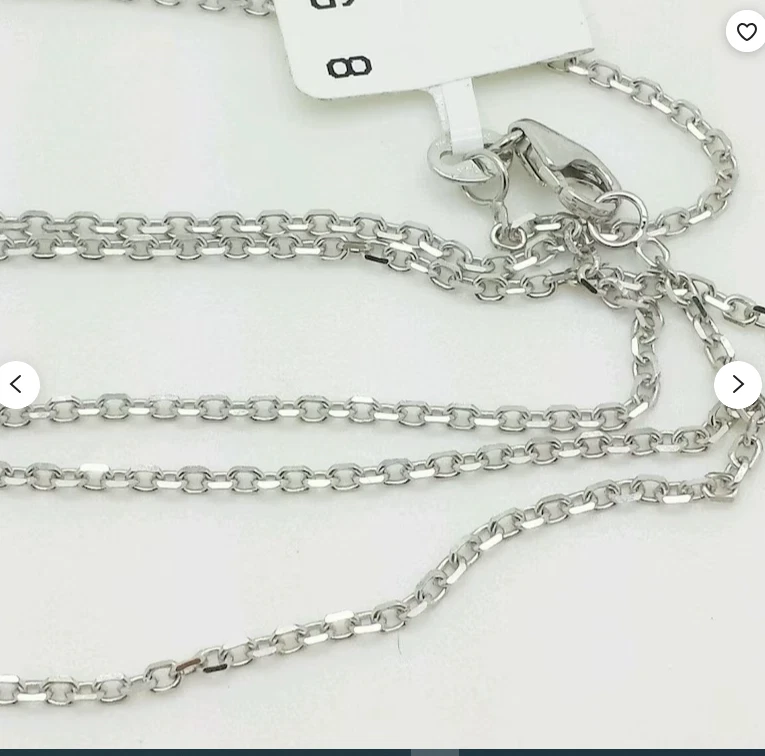 18k White Gold 16" Solid Cable Link Pendant Chain/Necklace 1.4 mm  2.75 grams