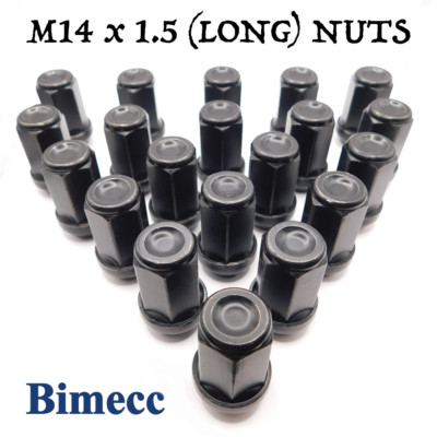 M14x1.5 Closed Bimecc Wheel Nuts 41mm (Black) x 20 For Dodge Charger