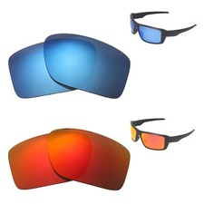 Walleva Fire Red  Ice Blue Polarized Replacement Lenses For Oakley Double Edge