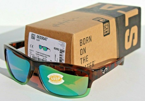 COSTA DEL MAR Cut 580 POLARIZED Sunglasses Matte Tortuga Fade/Green Mirror 580P