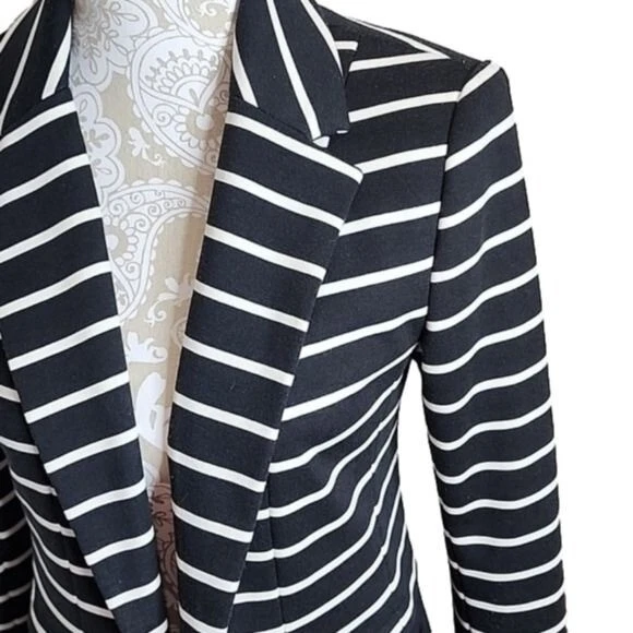 Grace элементы Blazer зубчатый воротник черный и белый в полоску новый с Ярлыками женская 4 - Изображение 2 из 4