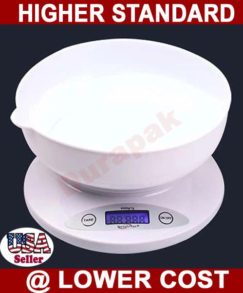 5000g x 1g Kitchen Scale -white removable bowl Food Preparing