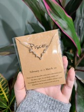 Pisces Constellation Necklace - Rhinestones - Star Horoscope Zodiac NEW