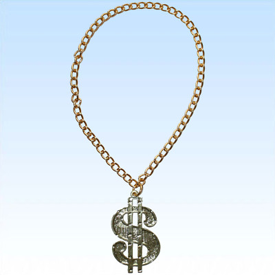 Dollar Medaillon mit Kette für Big Daddy, Gangsta Rapper, Kostüme zum Protzen