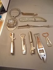 LOT OF OLD VTG BOTTLE CAP OPENERS, 4 WAY EGG SLICER, FISH SCALER, BUSCH GARDENS+