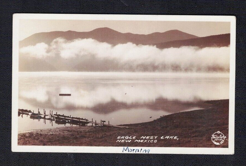 Eagle Nest NM New Mexico Lake View Dock Colfax County Real Photo Postcard RPPC