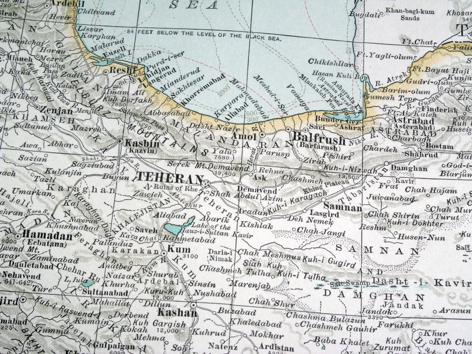 MAPA ANTIGUO FECHADO DE PERSIA 1897 IRANÍ AFGANISTÁN PAKISTÁN Foto 3 de 4