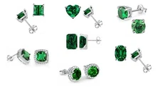 925 Sterling Silver Emerald Crystal Stud Earrings Collection Made With Swarovski