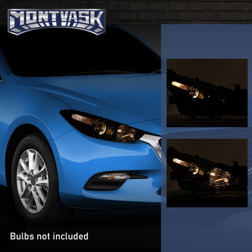 Fit For 2017-2018 Mazda 3 Headlights Halogen Projector Headlamps Left+Right - Picture 6 of 12