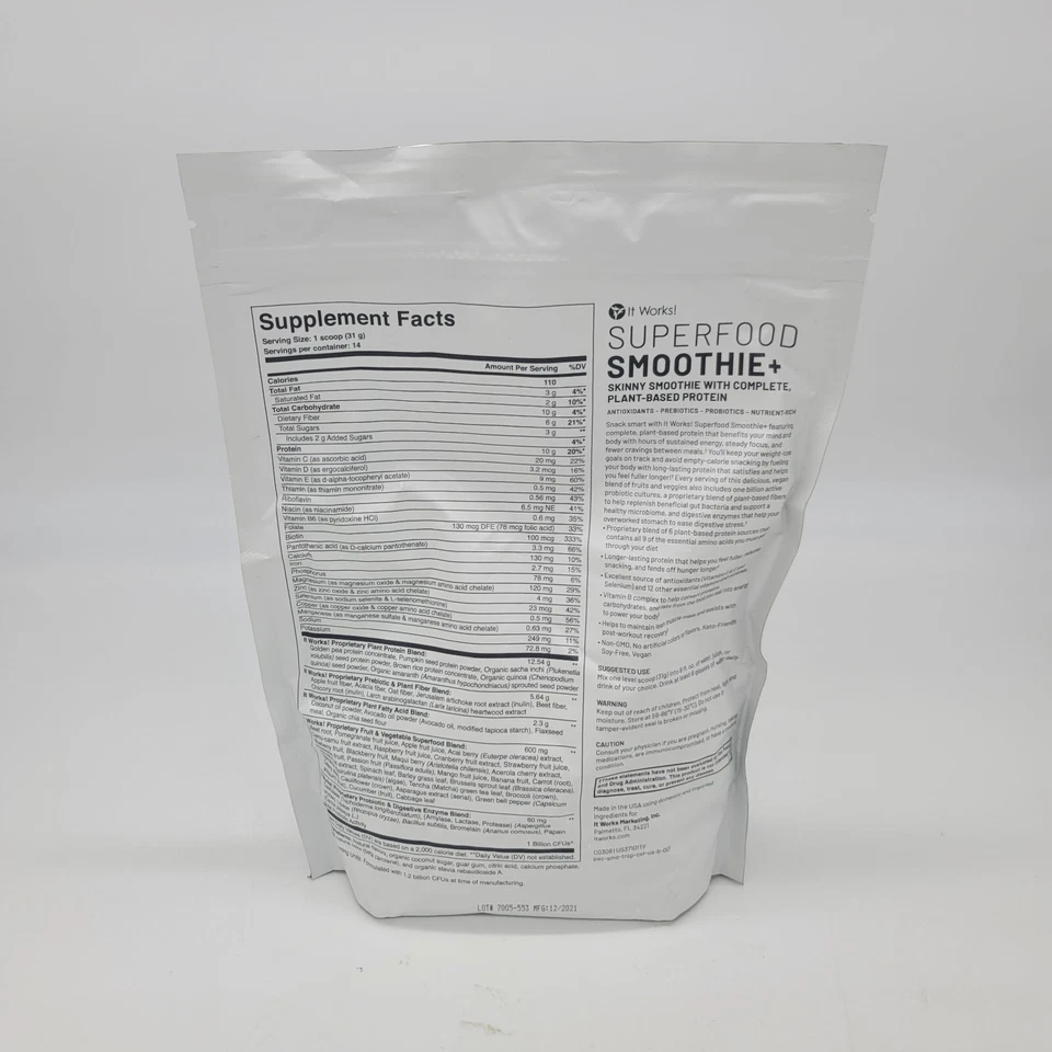 Batido de superalimentos It Works + frutas tropicales 15,3 OZ antioxidantes ProBiotics nuevo Foto 2 de 3