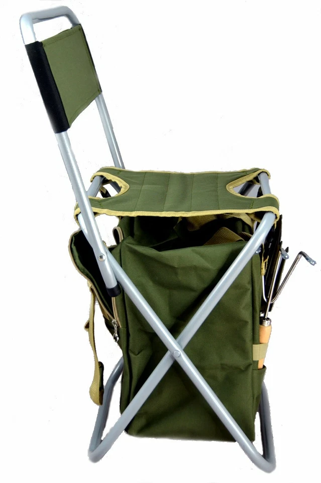 Juego de herramientas de jardinería de 10 piezas con bolsa desmontable con cremallera y asiento de taburete plegable Foto 3 de 4