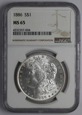 1886 Morgan Silver Dollar NGC MS 65
