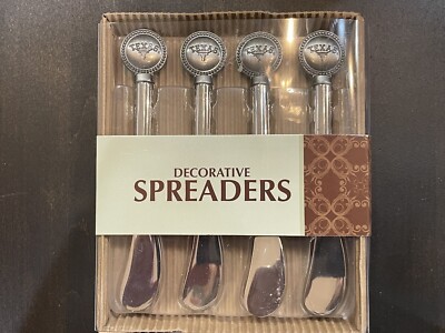Set of 4 Texas Longhorn Decorative Spreaders Silver Zinc Alloy - New In Box 75